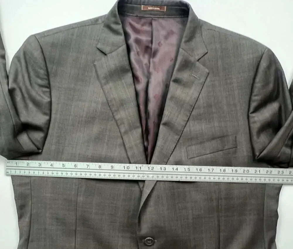Peter Millar John Ongley Collection Wool Windowpane Blazer Size 46L see measurem